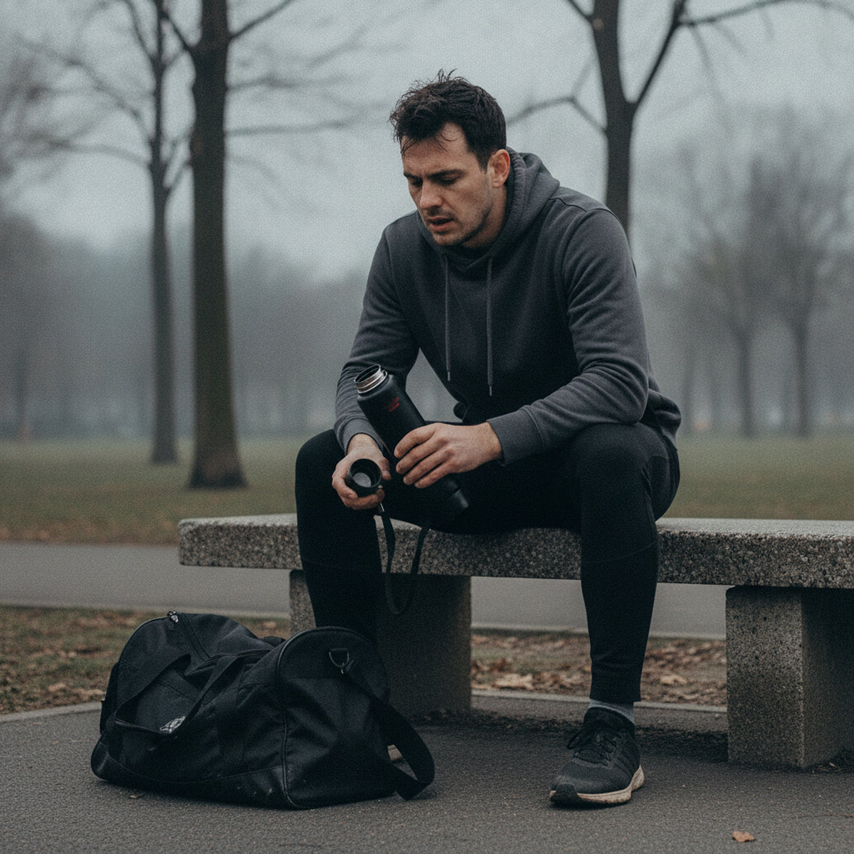 Bouteille Isotherme Erpéton — mise en situation (homme)
