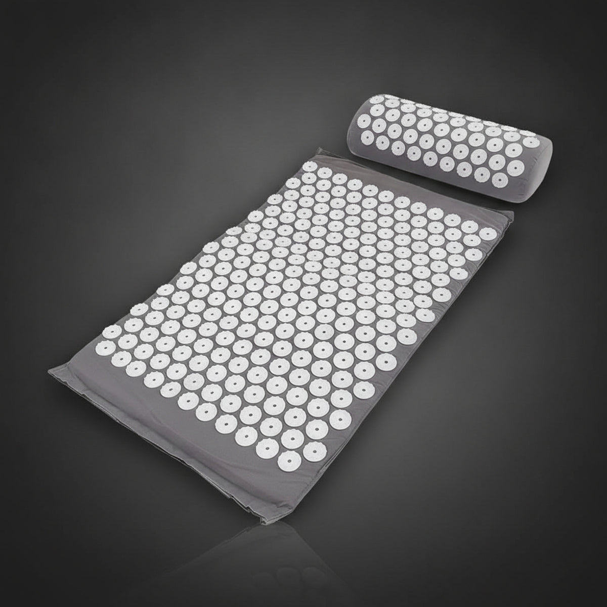 Tapis d'Acupression Xénopeltis — set tapis + coussin — gris