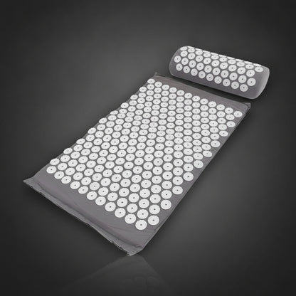 Tapis d'Acupression Xénopeltis — set tapis + coussin — gris