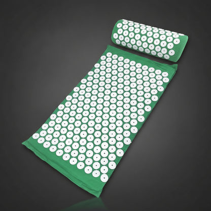 Tapis d'Acupression Xénopeltis — set tapis + coussin — vert